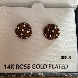 🆕 14K Rose Gold Plated Genuine Crystal Earrings